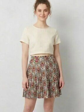 Boden Mini Floral Pleated Skirt 20 22 NWT Multi Vine Terrace Preppy Plus